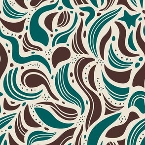 Abstract Waves Dark Teal and Brown