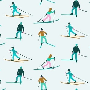 Nordic Skiers Cross-Country Skiing Winter Holiday Design 