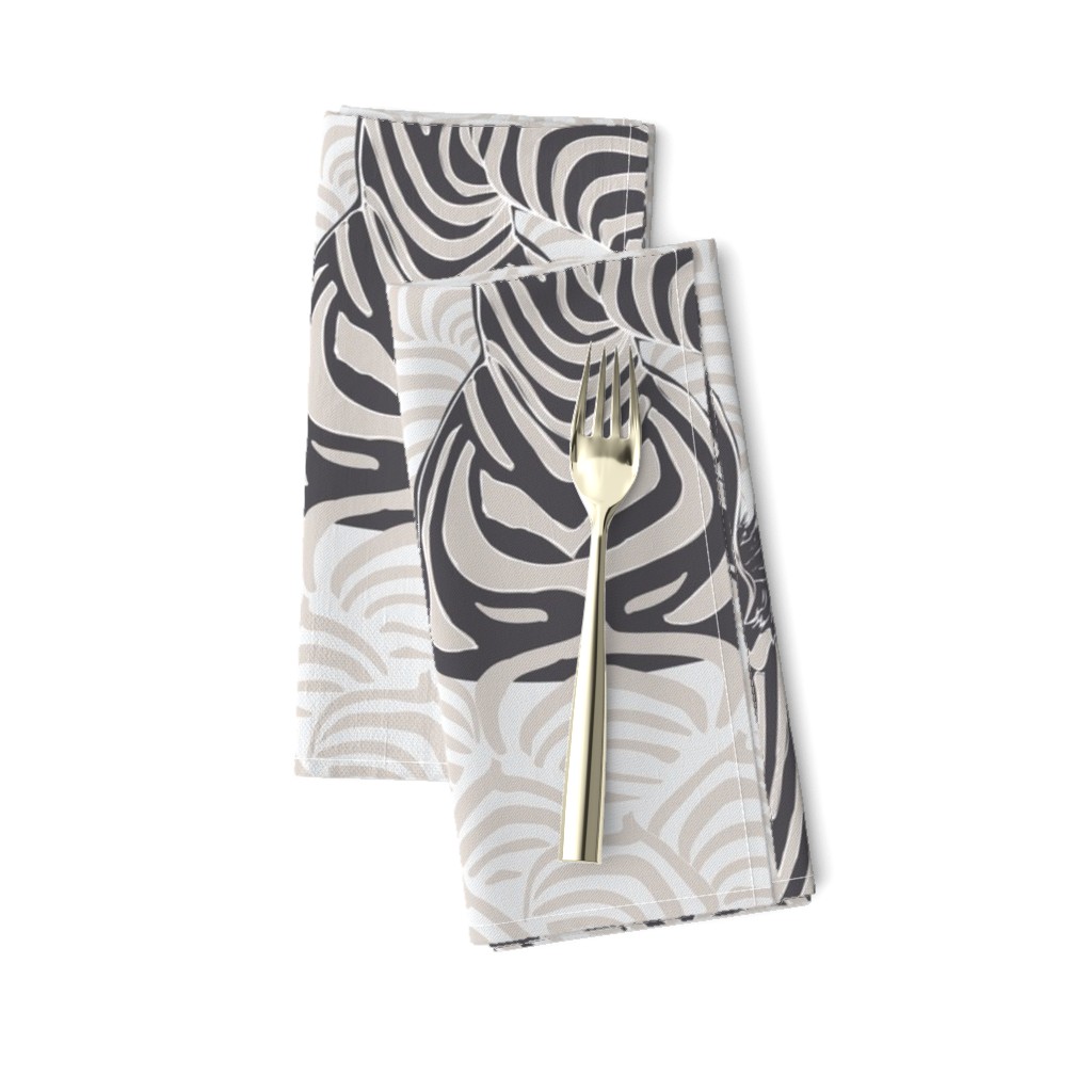 Jumbo  Pop Art Zebra in Black and White with French Gray Art Deco Scallops