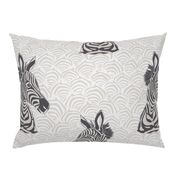 Jumbo  Pop Art Zebra in Black and White with French Gray Art Deco Scallops