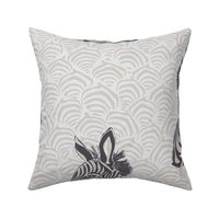 Jumbo  Pop Art Zebra in Black and White with French Gray Art Deco Scallops