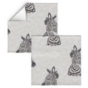 Jumbo  Pop Art Zebra in Black and White with French Gray Art Deco Scallops