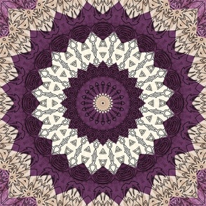 Purple and Beige Mandala Kaleidoscope Medallion