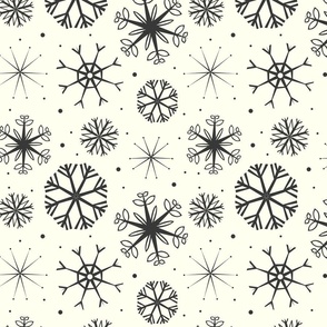 Modern Christmas Gray Snowflakes on Ivory