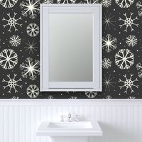 Modern Christmas Ivory Snowflakes on Black