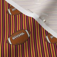 Smaller Scale Team Spirit Football Diagonal Sporty Stripes in Arizona Cardinals Colors Red and Yellow 