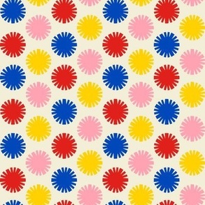 Pom Poms - Multi // medium print // Multicolor Shapes on Carousel Cream