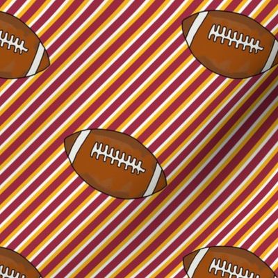 Bigger Scale Team Spirit Football Diagonal Sporty Stripes in Arizona Cardinals Colors Red and Yellow