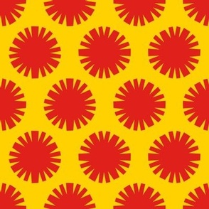 Pom Poms // large print // Funhouse Red Shapes on Sunshine Swirl