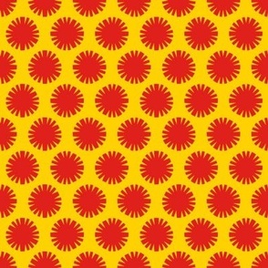 Pom Poms // medium print // Funhouse Red Shapes on Sunshine Swirl