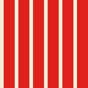 Spaced Vertical Stripes // medium print // Funhouse Red & Carousel Cream