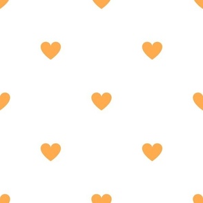 Orange little hearts print on white - large