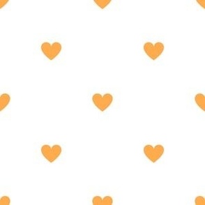 Orange little hearts print on white - small