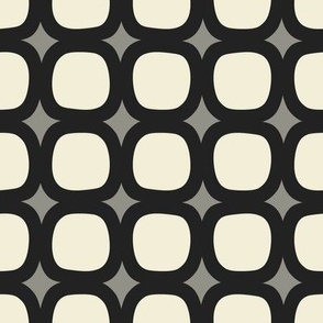 Lava Squares // large print // Pearl White Retro Shapes on Smoky Spotlight