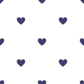 Navy blue little hearts print on white - large