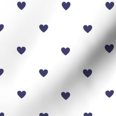Navy blue little hearts print on white - small