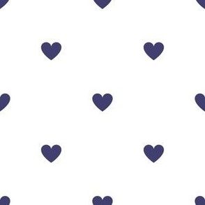 Navy blue little hearts print on white - small