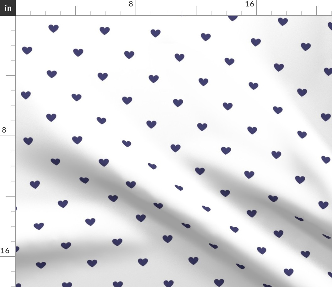 Navy blue little hearts print on white - small