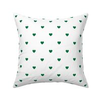 Deep green little hearts print on white - small