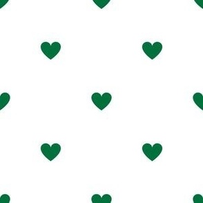 Deep green little hearts print on white - small