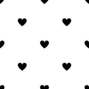 Black little hearts print on white - small