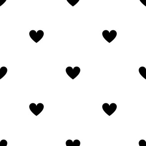 Black little hearts print on white - large