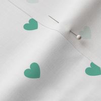 Aqua little hearts print on white - small