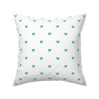 Aqua little hearts print on white - small