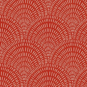 Red and white line scallop medium
