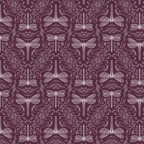 dragonfly doodle lineart geometrical folk plum moody purple - small