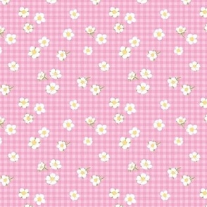 strawberry flower gingham - small | sweet treats collection