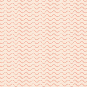Horizontal wavy stripe, melon pink and neutral