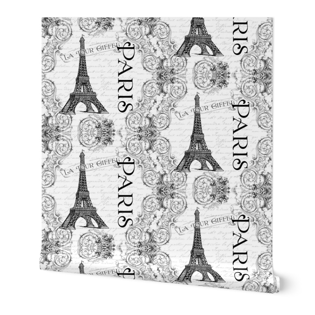 Paris Eiffel Tower and French Scrolls