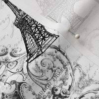 Paris Eiffel Tower and French Scrolls