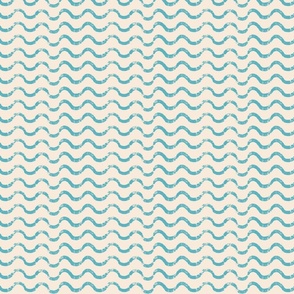Horizontal waves, wavy stripes, moonstone teal blue on neutral