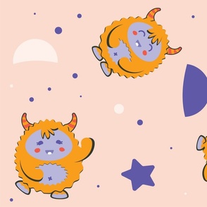 Orange little Kawaii Monster Yeti