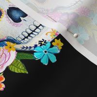 Dia De Los Muertos Floral Sugar Skull Painting // Black