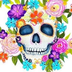 Dia De Los Muertos Floral Sugar Skull Painting 
