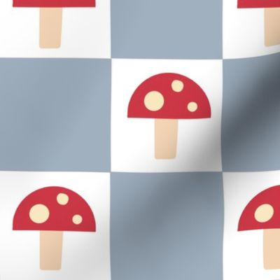 Jumbo Red and Blue Checkered Mushrooms