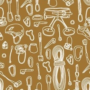 Rock Climbing Gear Line Art x Ivory and Mustard Yellow