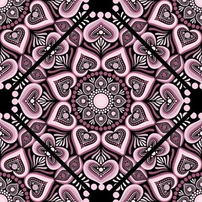 12” Dusky Rose Hearts Forever Dot Mandala Tile - Medium