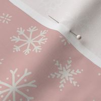 Wonky Snowflakes / Eggshell White on Dusty Pink