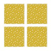  Small Scale / Quilt Star Toss / Eggshell White on Mustard Yellow