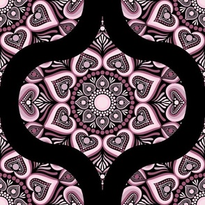 12” Dusky Rose Hearts Forever Dot Mandala Ogee - Medium