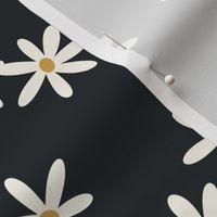 Retro Scattered Daisies, White and Black