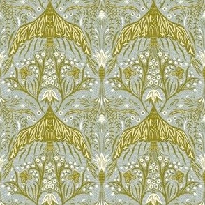 micro scale - new heights damask - grey and gold