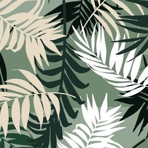 Palm Leaf Tropical - on soft mid green background