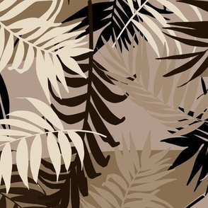 Palm Leaf Tropical - on Dark Beige background