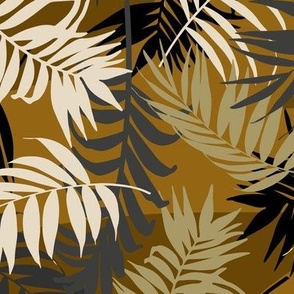 Palm Leaf Tropical - on Natural Bronze background