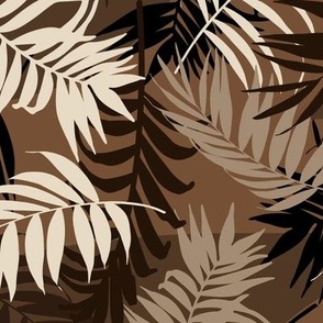 Palm Leaf Tropical - on Dark Brown background